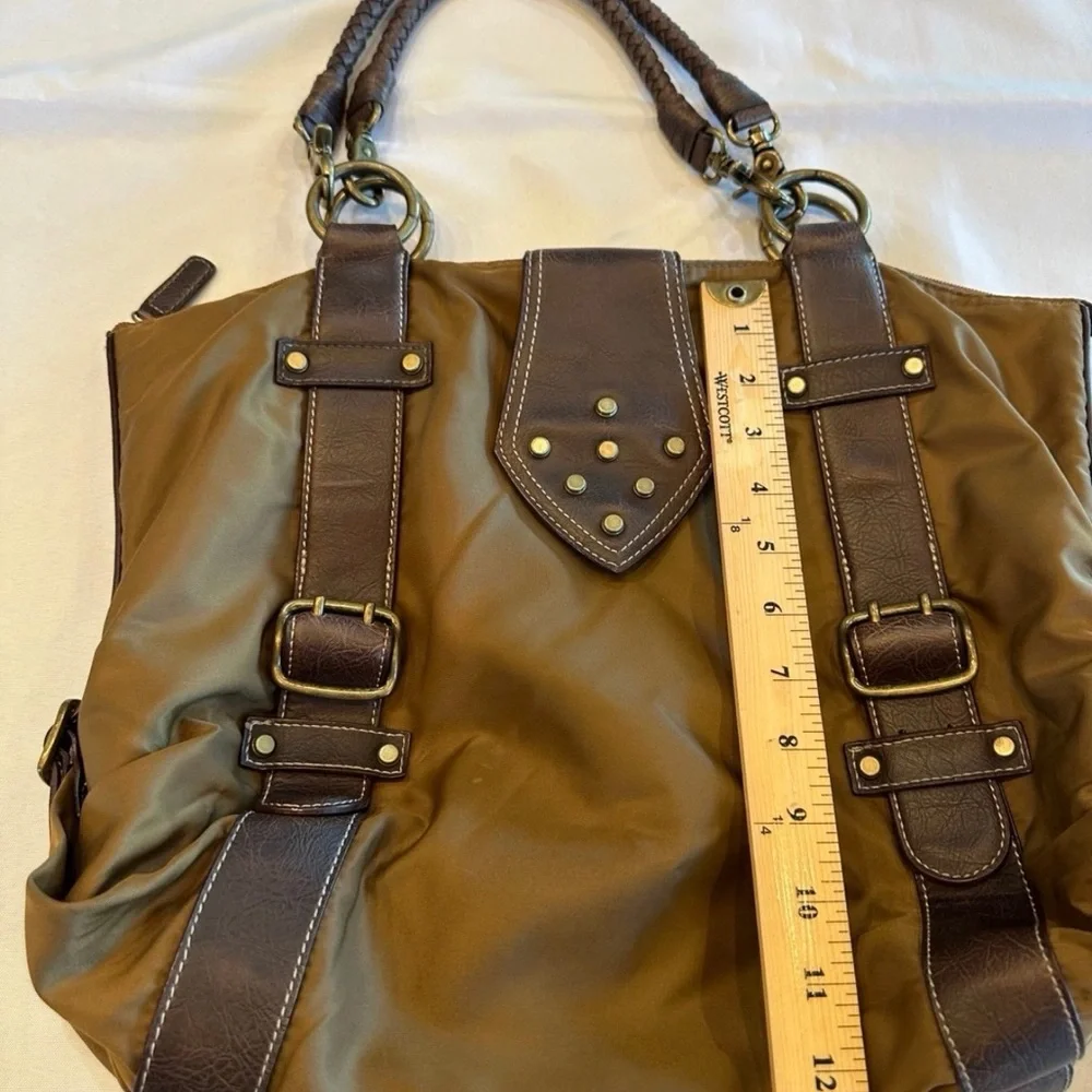 Nine West Olive Green Tote with Dark Brown Trim - Picture 11 of 12